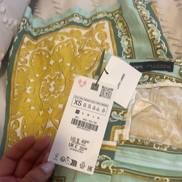 Zara Boho Printed Linen Trousers - Picture 6 of 7